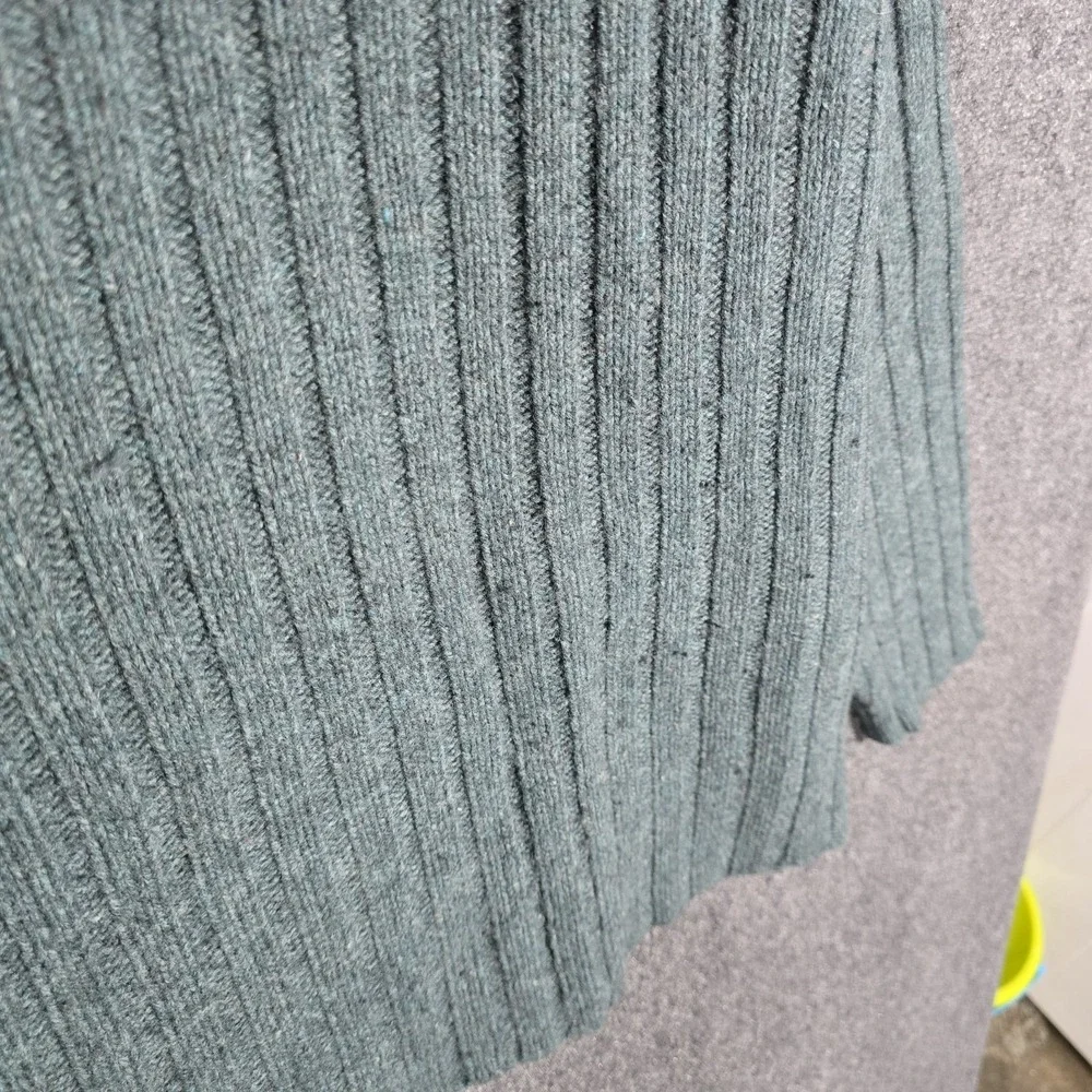 VTG 90s J.Crew Sweater Mens Large Ribbed Knit Fisherman Mock‎ Neck Raglan Green